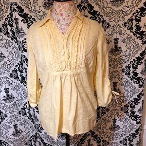 (🛍️ 2 for 8.00) Erika Yellow Blouse with Ruffles and Sequins